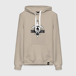 Толстовка-худи хлопковая женская Быть добру - воин, цвет: миндальный