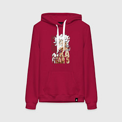 Толстовка-худи хлопковая женская Луффи пятый гир, цвет: маджента