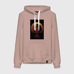 Толстовка-худи хлопковая женская Луффи Шанкс, цвет: пыльно-розовый