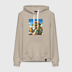 Женская толстовка-худи Чувак крокодил с пивом на пляже