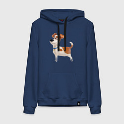 Толстовка-худи хлопковая женская Пес Макс, цвет: тёмно-синий