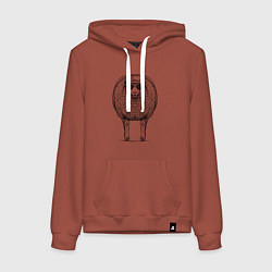 Толстовка-худи хлопковая женская Овечка модная, цвет: кирпичный