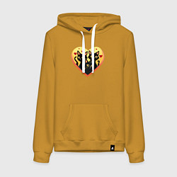 Толстовка-худи хлопковая женская Котики в моем сердце, цвет: горчичный