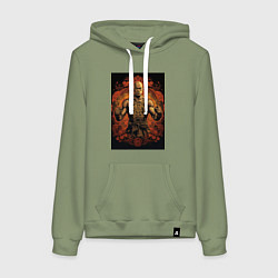 Толстовка-худи хлопковая женская Тайский боец Муай Тай, цвет: авокадо