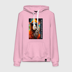 Толстовка-худи хлопковая женская Лама хиппи: жить гореть и не угаснуть, жить а не с, цвет: светло-розовый