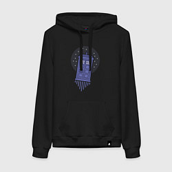Толстовка-худи хлопковая женская Tardis fly, цвет: черный