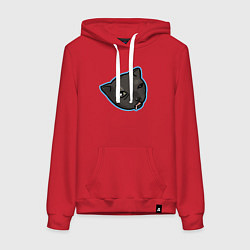 Толстовка-худи хлопковая женская Сонный котенок, цвет: красный