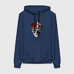 Толстовка-худи хлопковая женская Берсерк череп, цвет: тёмно-синий