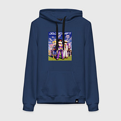 Толстовка-худи хлопковая женская Джотаро Куджо и компания - Майнкрафт коллаба, цвет: тёмно-синий