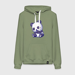 Толстовка-худи хлопковая женская Смеющаяся панда, цвет: авокадо