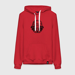 Толстовка-худи хлопковая женская Зайка в панаме и очках, цвет: красный