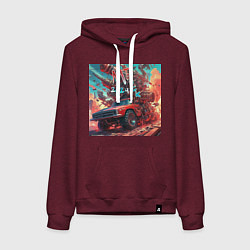 Толстовка-худи хлопковая женская M Truck 2124, цвет: меланж-бордовый