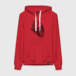 Толстовка-худи хлопковая женская Шимпанзе мем - Дед Мороз, цвет: красный