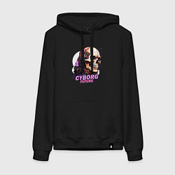 Толстовка-худи хлопковая женская Cyborg future, цвет: черный