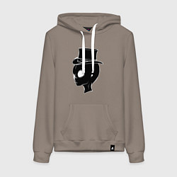 Толстовка-худи хлопковая женская Пришелец в цилиндре, цвет: утренний латте