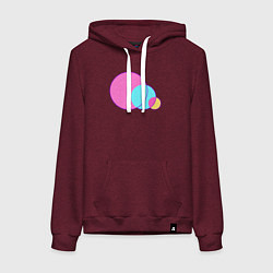 Толстовка-худи хлопковая женская Три пересеченных круга, цвет: меланж-бордовый