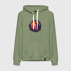 Толстовка-худи хлопковая женская Котзилла минус один, цвет: авокадо