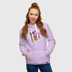 Толстовка-худи хлопковая женская American flag, цвет: лаванда — фото 2