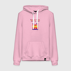 Толстовка-худи хлопковая женская East or West, home is best, цвет: светло-розовый