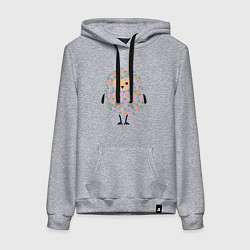 Толстовка-худи хлопковая женская Милая сова, цвет: меланж