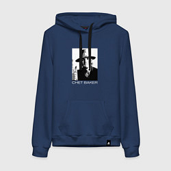 Толстовка-худи хлопковая женская Chet Baker jazz legend, цвет: тёмно-синий