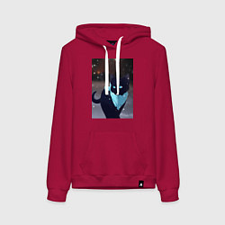 Толстовка-худи хлопковая женская Бездомный бог кот Ято, цвет: маджента