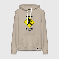 Женская толстовка-худи Предупреждающий знак Bigfoot zone