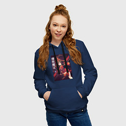 Толстовка-худи хлопковая женская Мэгумин, цвет: тёмно-синий — фото 2