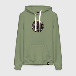 Толстовка-худи хлопковая женская Жуткая рыба монстр, цвет: авокадо