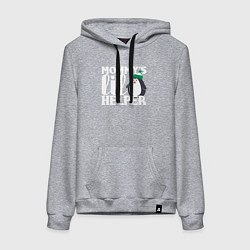 Толстовка-худи хлопковая женская Маленький мамин помощник, цвет: меланж