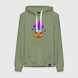 Толстовка-худи хлопковая женская Kitty halloween, цвет: авокадо