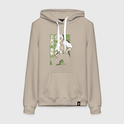 Толстовка-худи хлопковая женская Клинок рассекающий демонов - истребитель, цвет: миндальный