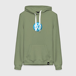 Толстовка-худи хлопковая женская Volkswagen logo blue, цвет: авокадо