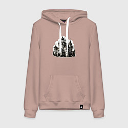 Толстовка-худи хлопковая женская Старинный замок, цвет: пыльно-розовый