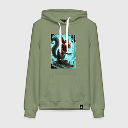 Толстовка-худи хлопковая женская Жуткая белка - хэллоуин, цвет: авокадо