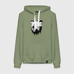 Толстовка-худи хлопковая женская Медвежья маска, цвет: авокадо