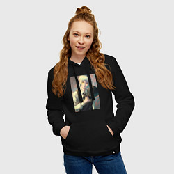 Толстовка-худи хлопковая женская Человек-бензопила Кига одна из четырех всадников, цвет: черный — фото 2