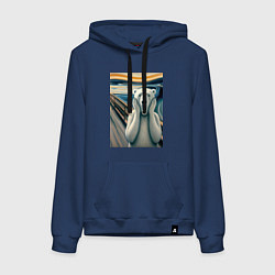 Толстовка-худи хлопковая женская Полярный медведь кричит на картине Эдварда Мунка, цвет: тёмно-синий