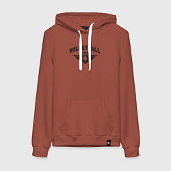 Толстовка-худи хлопковая женская Volleyball star, цвет: кирпичный