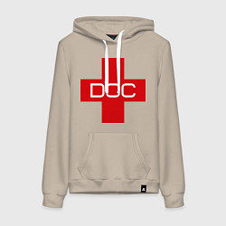 Толстовка-худи хлопковая женская Доктор, цвет: миндальный