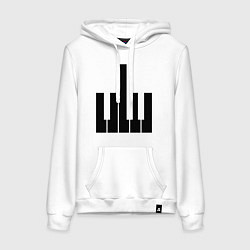 Толстовка-худи хлопковая женская Fuck your music!, цвет: белый