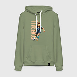 Толстовка-худи хлопковая женская Львиный футбол, цвет: авокадо