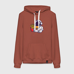 Толстовка-худи хлопковая женская Голодный космонавт, цвет: кирпичный