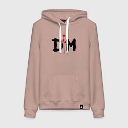 Толстовка-худи хлопковая женская Депеш мод логотип, цвет: пыльно-розовый