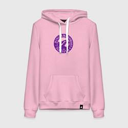 Толстовка-худи хлопковая женская Енот танцующий в кругу под педро, цвет: светло-розовый