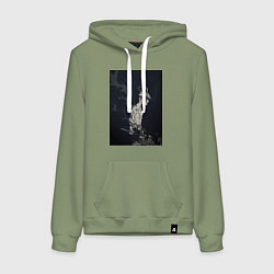 Толстовка-худи хлопковая женская Чёрный клевер Аста антимаг, цвет: авокадо