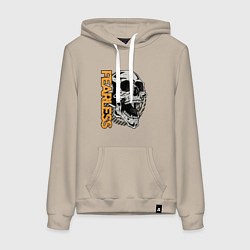 Толстовка-худи хлопковая женская Череп с клыками, цвет: миндальный