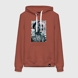 Толстовка-худи хлопковая женская Чувак модная пантера из Нью-Йорка, цвет: кирпичный