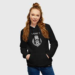 Толстовка-худи хлопковая женская Знак Велеса - лапа медведя, цвет: черный — фото 2