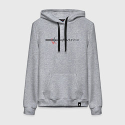 Толстовка-худи хлопковая женская Японский стиль - катана самурая, цвет: меланж